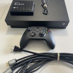Xbox One X 1TB + WD Black 5TB Game Drive + Controller & Cables – Excellent Condition