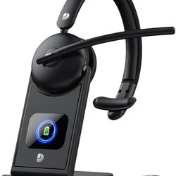 Wireless Headset with Mic for Work, Wireless Headset with Microphone (Noise Cancelling), Smart Mult-Func Dock, 65H Worktime&Fast Charge Bluetooth Head