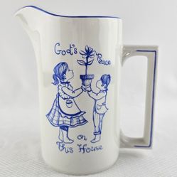 Vintage God’s Peace On This House Pitcher 7" Wood and Sons England