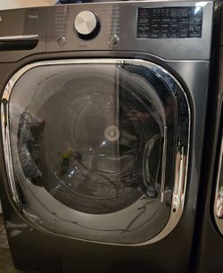 LG Front Load Washer & Dryer Set Black Steel OBO