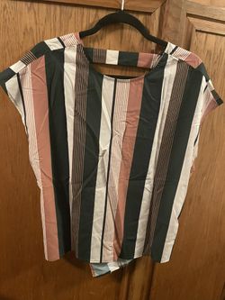 Shein Batwing Sleeve Twist Cutout Back Striped Top