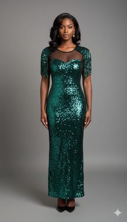 Sparkling Green & Black  Sequin Backless Dress 