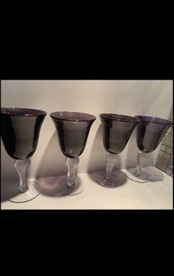 4 Wine Plum Color Glasses