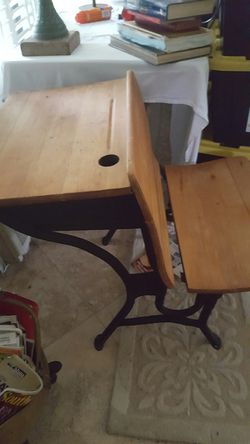 old desk with ink well