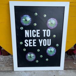 Large Glow In The Dark 18x24” nice to see you event Halloween gallery wall decor glow in the dark evil eye cat eyes