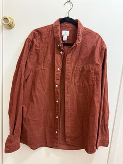 Men’s H&M Rust Brown colored corduroy long sleeve shirt size L