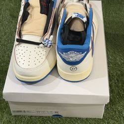 Jordan 1 Retro Low OG SP 'Fragment x Travis Scott Sail Military Blue' Size 11