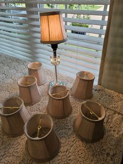 $30.00 - Elegant Grey Tone Bulb Clip-On Style Lampshades "Bundle Price Offer"!  Like New - (Lamp base not included)