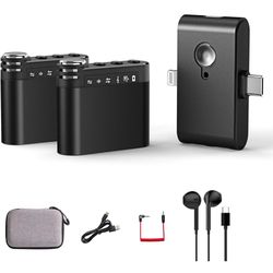 M9 Wireless Lavalier Microphone for iPhone(14/15/16)/Android Cellphone, Portable Mini Lapel Mic, 328ft Transmission, Phone Microphones for Record,Podc