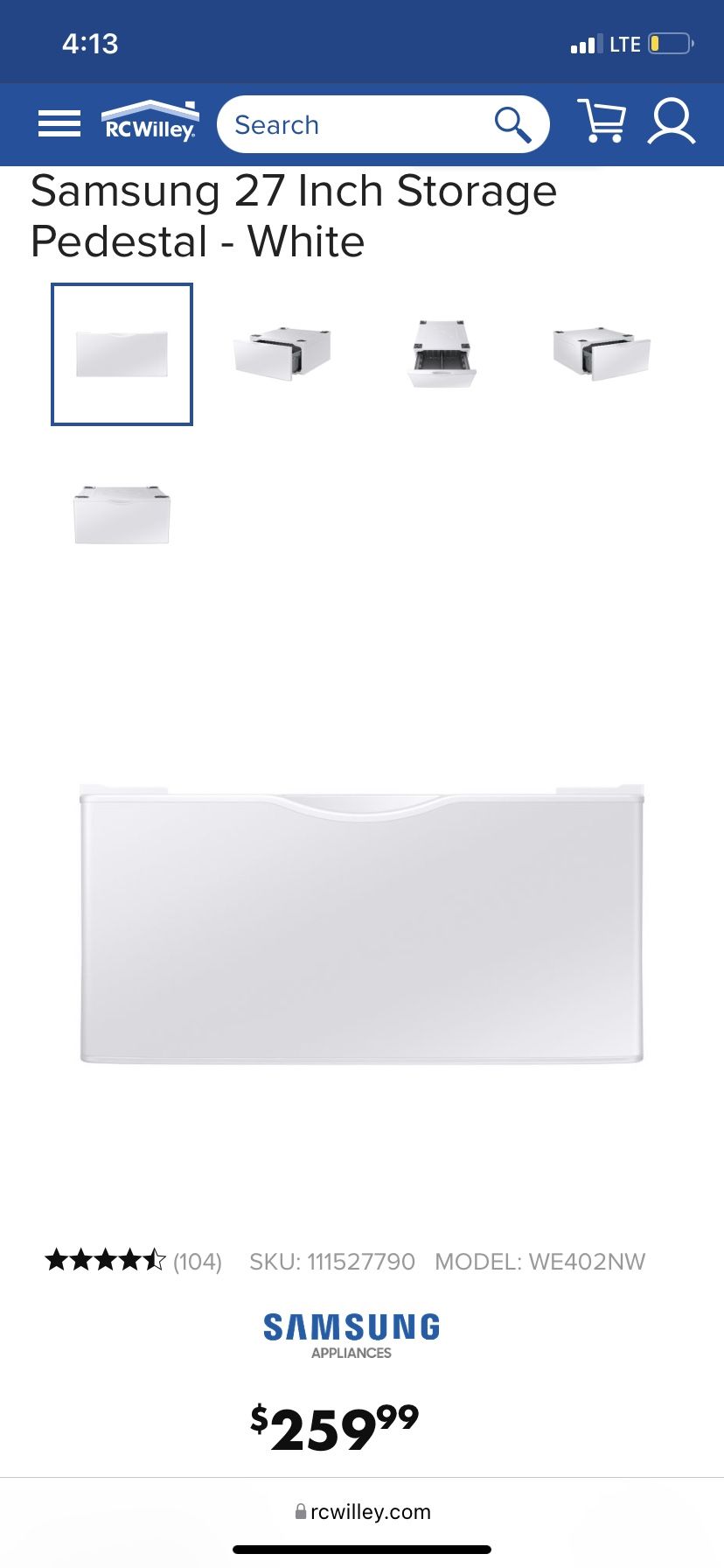 Samsung 27 Inch Storage Pedestal - White