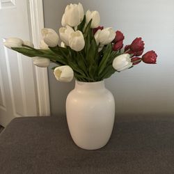 Ceramic Vase And Tulips