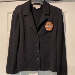 St John Collection by Marie Gray Vintage Black Wool Knit Blazer Cardigan Sweater Suit Jacket