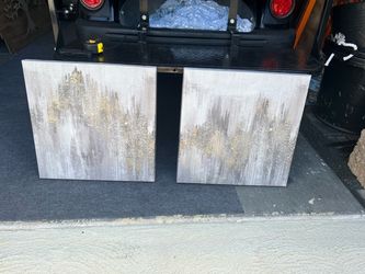 Set of two beautiful canvas glittery brand new. They are gray white silver gold.