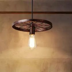 New Vintage Industrial Loft Retro DIY Iron Wheel Ceiling Light Pendant Lamp Fixture