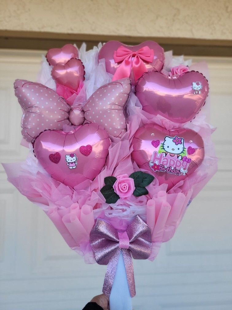 Hello Kitty Balloon Bouquet Ready For Pick Up Or Delivery! 🎀💐🎈