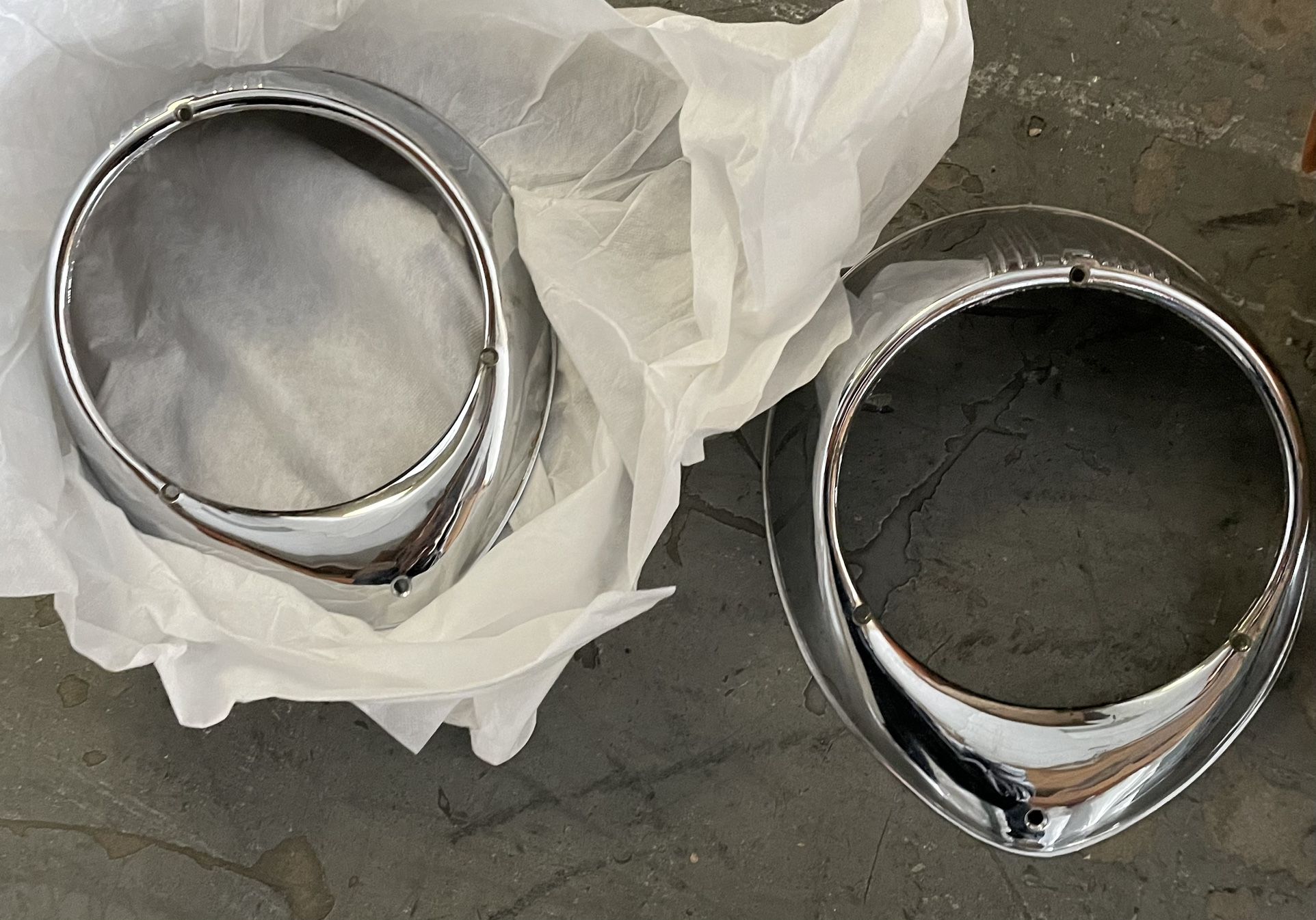 1936 ford headlight bezels, rims, rings