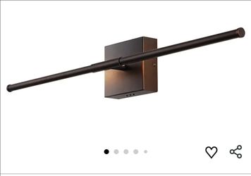 4113: New Makena 28" 1-Light LED Wall Sconce, Oil Rubbed Bronze
Dimmable, Modern, Integrated 12W, Hardwired, Sleek Metal, Ambient, Bathroom Mirror, Be