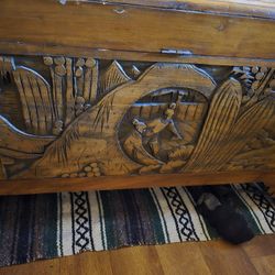 Vintage Antique Hand carved Blanket /Hope Chest