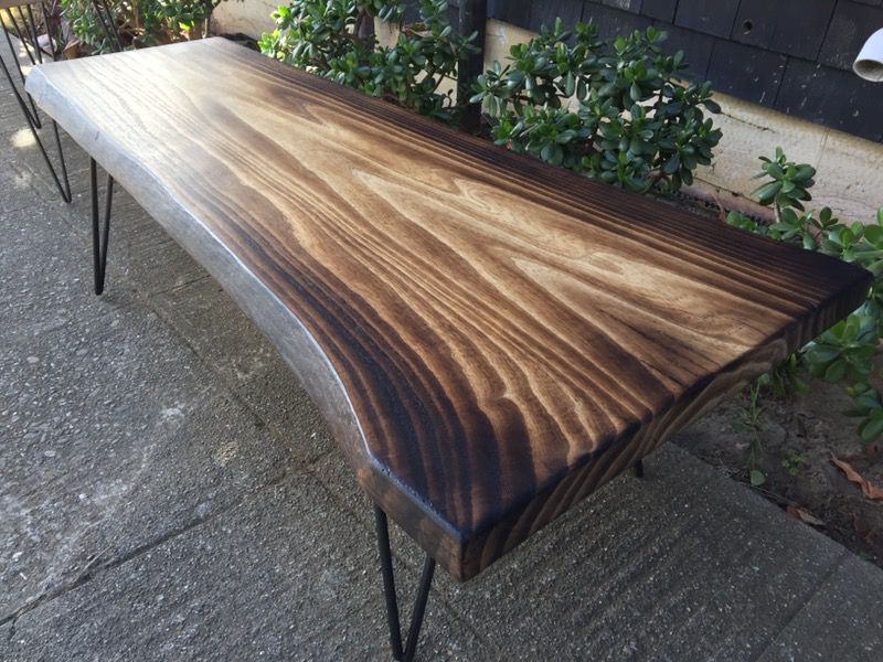 Reclaimed Torched Ash Slab Wood Coffee Table