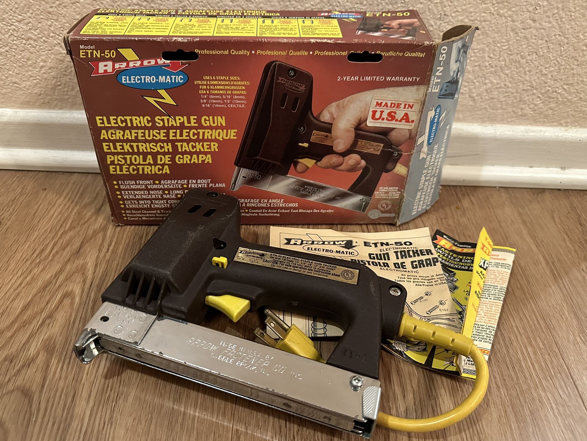 ARROW ELECTRO-MATIC ETN-50 Electric Staple Gun Tacker USA