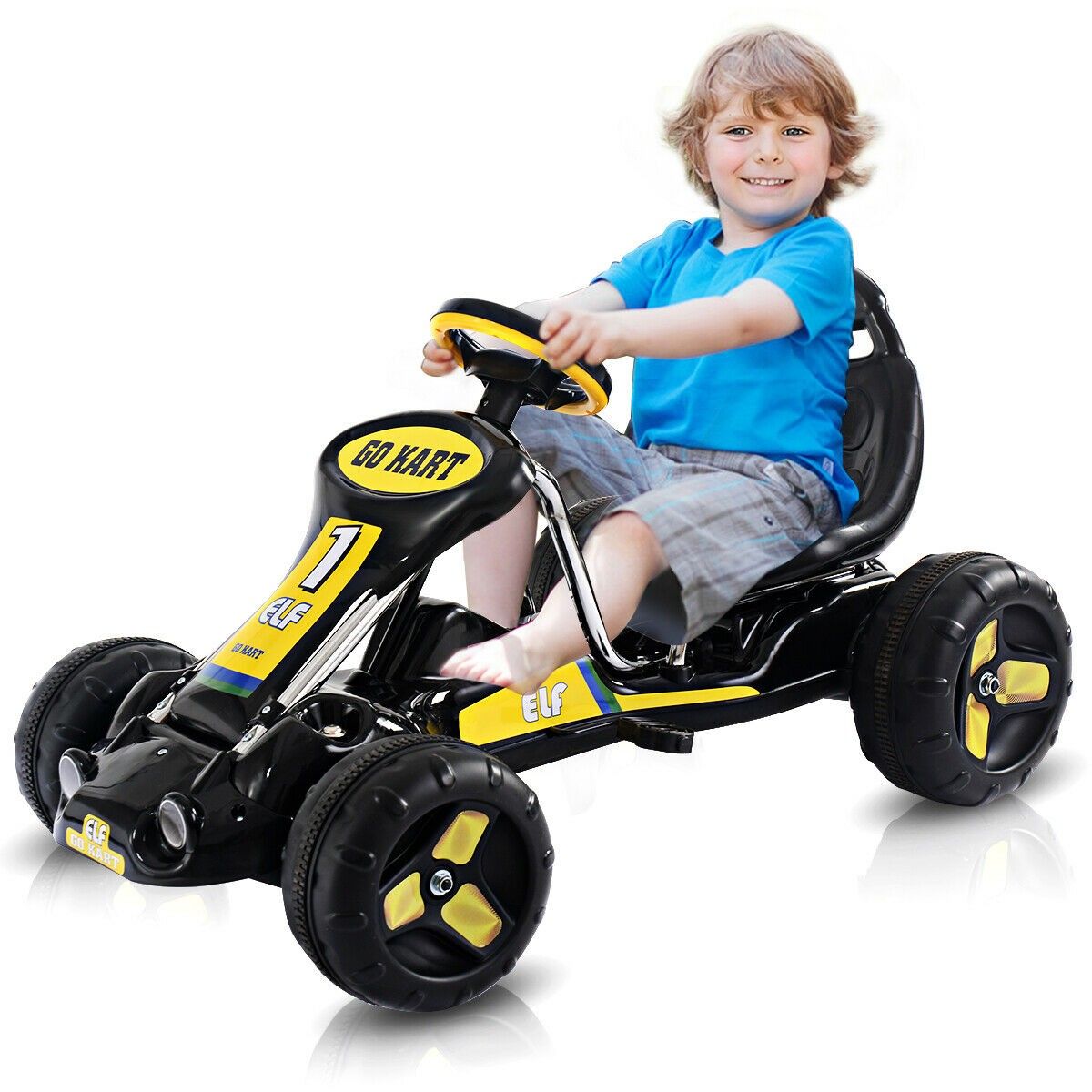 TY324116BK Go Kart Kids Ride On Car Pedal Powered Car 4 Wheel Racer Toy Stealth Outdoor