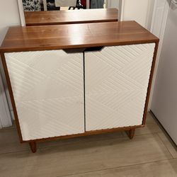 Mid-Century Modern Cabinet / Sideboard – Wood & Textured Doors