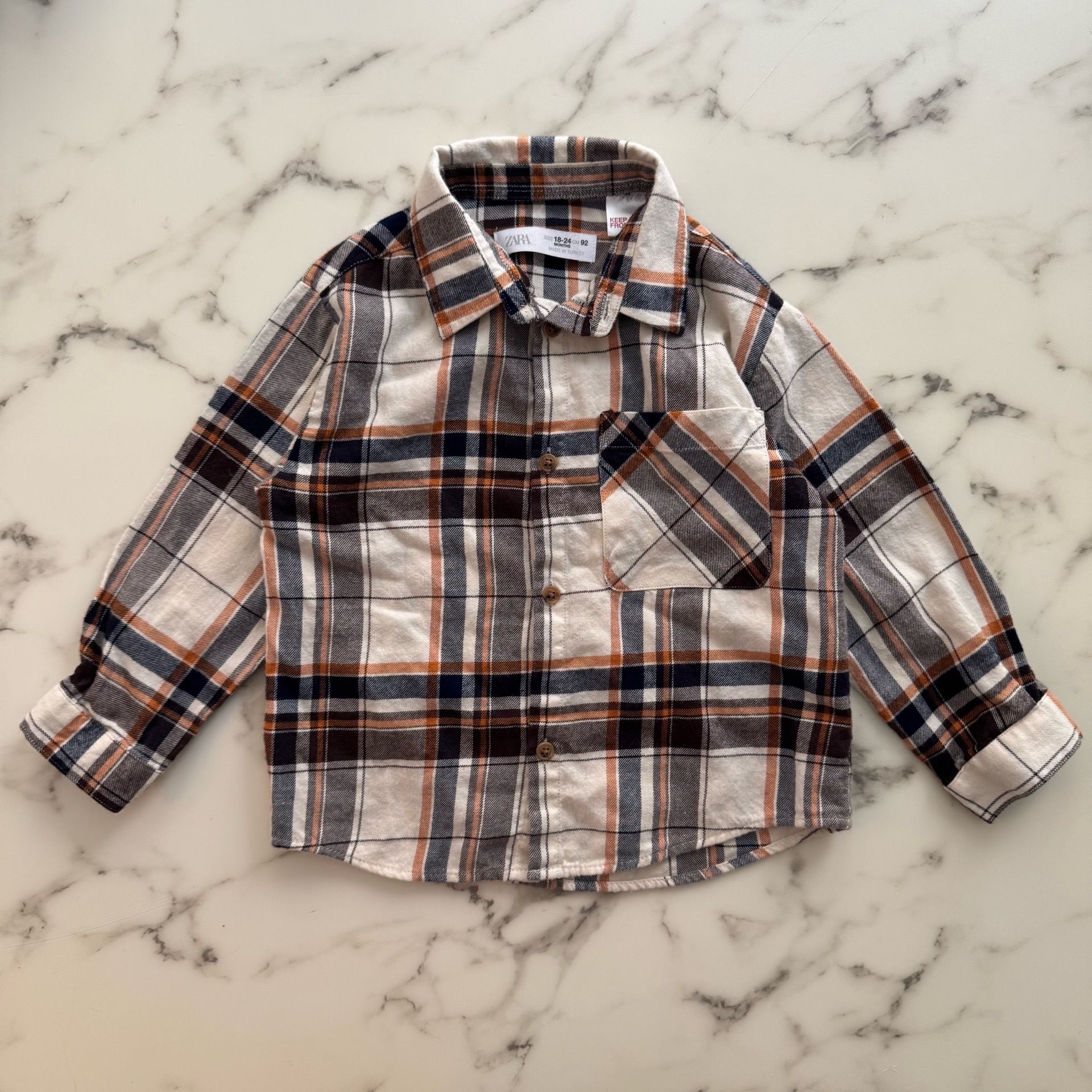 Zara Baby Plaid Flannel Shirt — 18-24M, Unworn