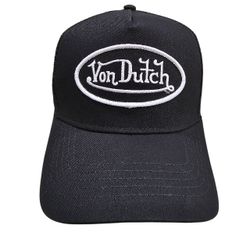 Von Dutch Trucker Hat Classic Black Embroidered Logo Patch Snapback Cap New