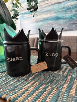 Joseph A. Collection Black Ceramic King and Queen Mugs