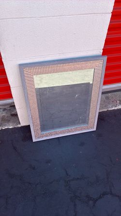 Framed Wall Mirror with Ribbed Border