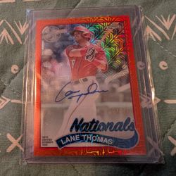 2024 Topps Series 2 Silver Pack Orange Mojo Refractor Auto Lane Thomas #10/25