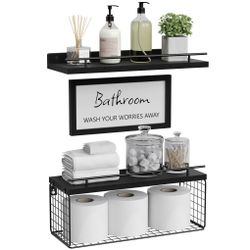 Bathroom Organizer / Floating Shelves (black)