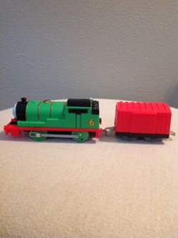 2013 Fisher Price Thomas & Friends Trackmaster, Percy Engine (AFJ38) w/Box Car