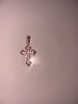 14k Rose Gold Diamond Cross