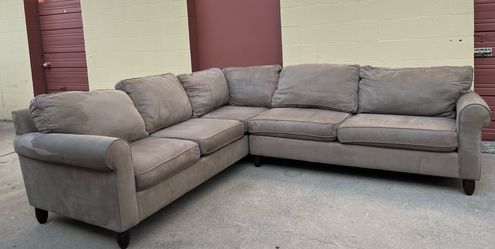 Gray Microfiber L-Shaped Sectional Sofa