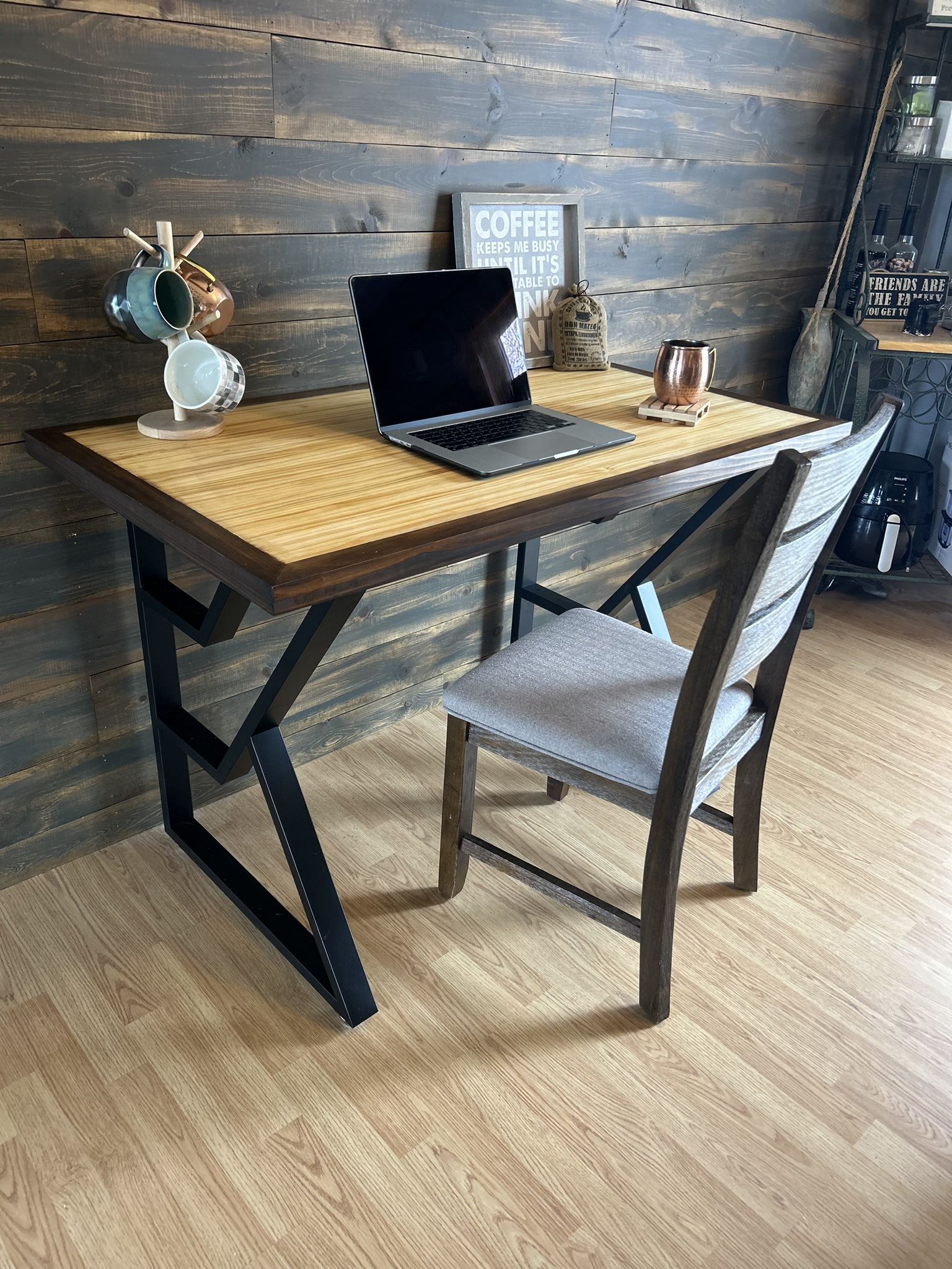 HAND CRAFTED 4’x2.25’x32” select Radiata pine desk with cedar border