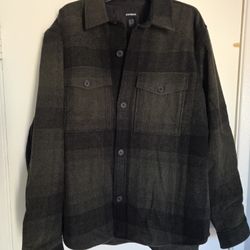 Men's Express Plaid Flannel Jacket XL Green