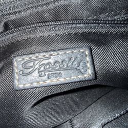 vintage-style Fossil black leather shoulder bag