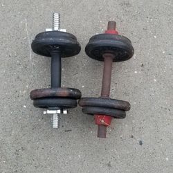 Pair Of Adjustable 18 Lb Dumbbells