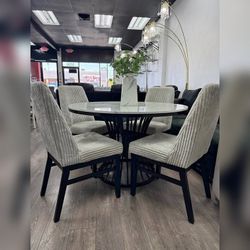 5PC Marble top round dining table set