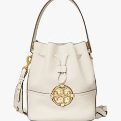 Tory Burch Miller bucket bag Ivory Cowhide Peabble Leather
