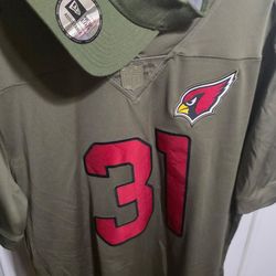 Arizona Cardinals Salute To Service jersey with matching visor David Johnson