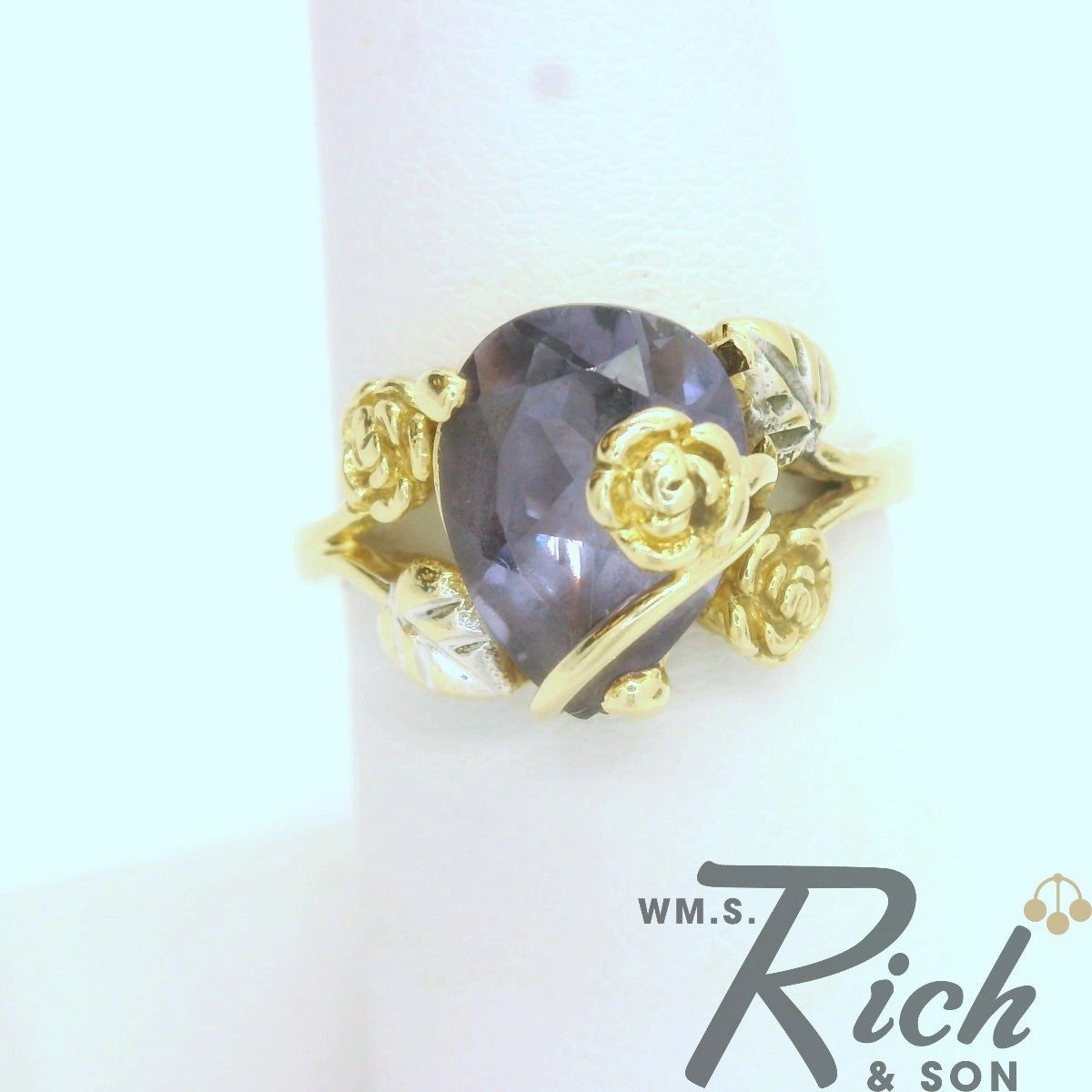 Purple Stone Lady's Stone Ring 14K Yellow Gold 4.4g Size:7.5