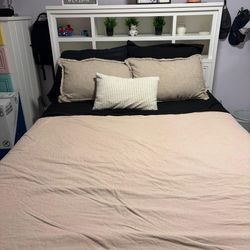 Full Size Bed W/book Shelf Headboard Including Memory Form Mattress 