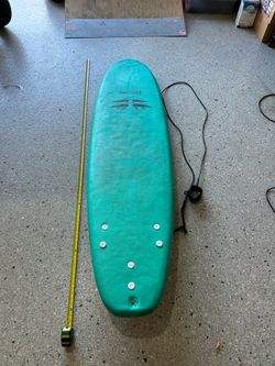 Bru Surf 7’0 Green Funboard Surfboard — Fins Included — Used”