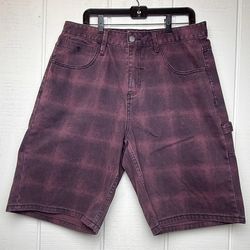 THRILLS: BIG SLACKER DEEP PLUM DENIM SHORTS MENS SISE 34 - Great Condition!