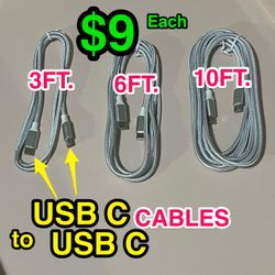 🔌 USB-C to USB-C Charging Cable (3FT / 6FT / 10FT) – $9 Each