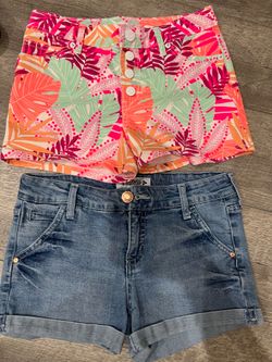 Girls size 10-12-14 shorts Both for $8