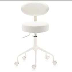 Standard Swivel Rolling Stool with Backrest – DR.LOMILOMI – White - New in Box
