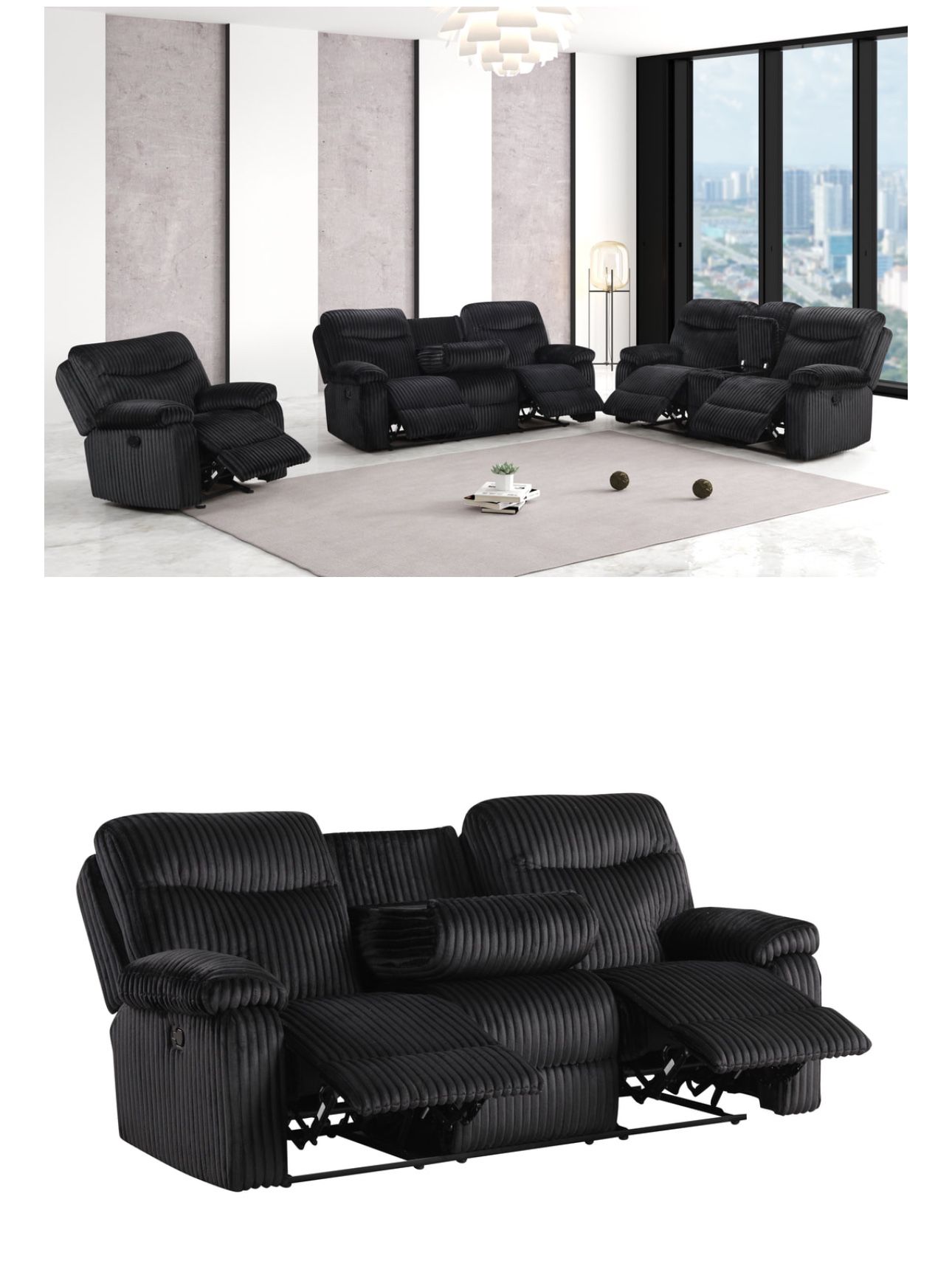 New Bravo Three-Piece Reclining Set With Free Delivery